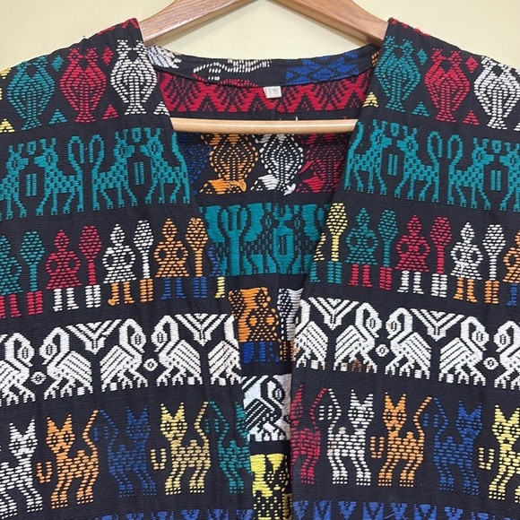 La Original | Vintage 100% Cotton Guatemala Fringe Woven Folklore Cat Vest L - Picture 8 of 17